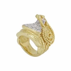 9ct Yellow Gold Gemstone Saddle Ring