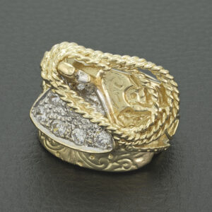 9ct Yellow Gold Gemstone Saddle Ring