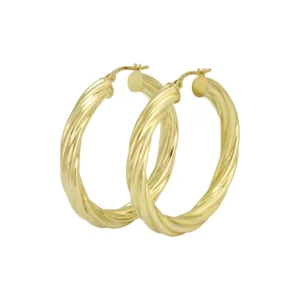 9ct Yellow Gold Twist Hoop Earrings