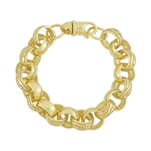 9ct Yellow Gold Belcher Bracelet 10&#8243; 17mm