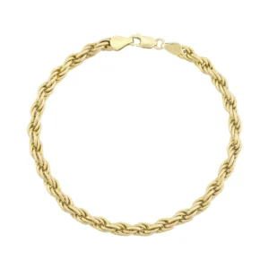 9ct Yellow Gold Rope Bracelet 7&#8243; 4mm