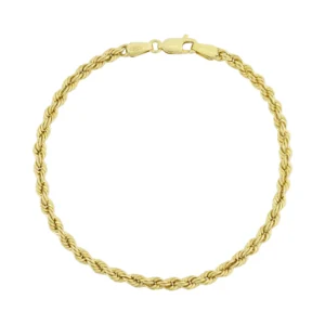 9ct Yellow Gold Rope Bracelet 7.5&#8243; 3mm