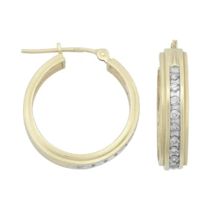 9ct Yellow Gold 0.10ct Diamond Hoop Earrings