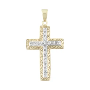 9ct Yellow Gold 0.20ct Diamond Cross Pendant