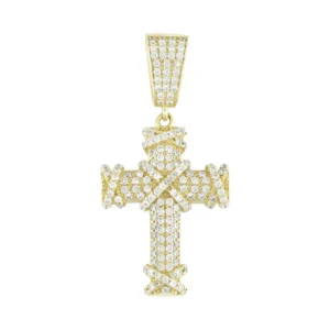 9ct Yellow Gold Gemstone Cross Pendant