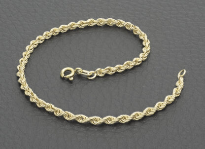 9ct Yellow Gold Rope Bracelet 7.5" 2.5mm - Image 2