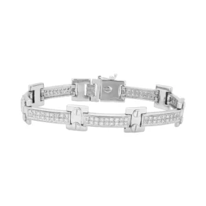 9ct White Gold Gemstone Fancy Link Bracelet 7.5&#8243; 11.5mm