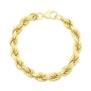 9ct Yellow Gold Rope Bracelet 9″ 9.5mm