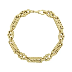 9ct Yellow Gold Stars And Bars Bracelet 10″ 10mm