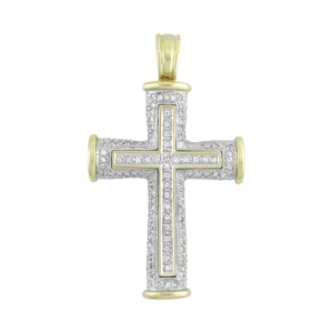 9ct Yellow Gold Gemstone Cross Pendant