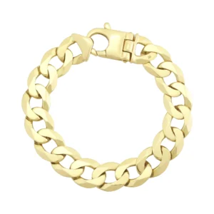 9ct Yellow Gold Curb Bracelet 8.5″ 14mm