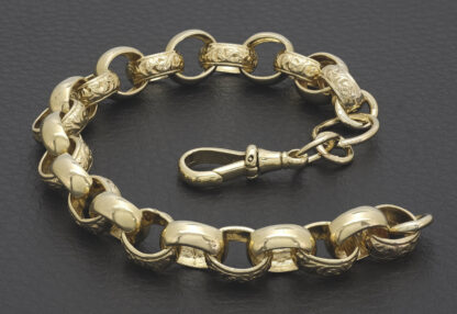 9ct Yellow Gold Belcher Bracelet 9″ 10mm - Image 2