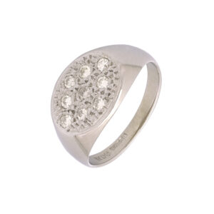 9ct White Gold Diamond Signet Ring