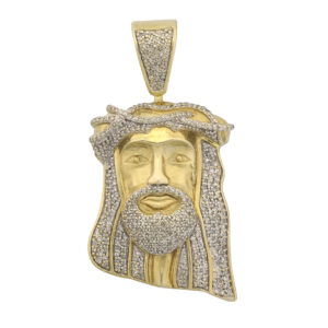 9ct Yellow Gold 1.00ct Diamond Jesus Head Pendant