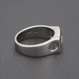 14ct White Gold 0.20ct Diamond And Sapphire Signet Ring