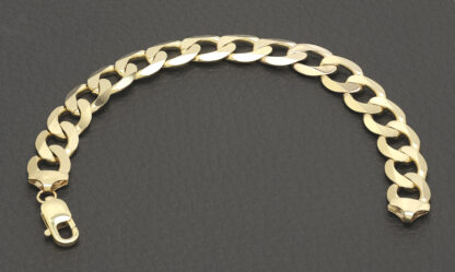 9ct Yellow Gold Curb Bracelet 7.25" 10.5mm - Image 3