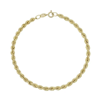 9ct Yellow Gold Rope Bracelet 8.5" 3.5mm