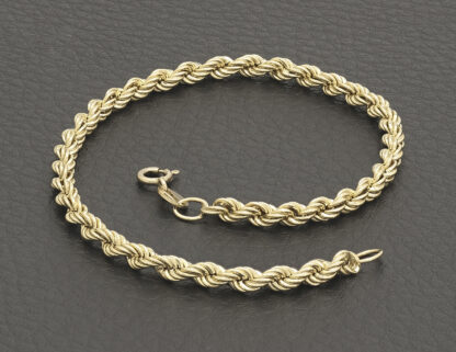 9ct Yellow Gold Rope Bracelet 8.5" 3.5mm - Image 2