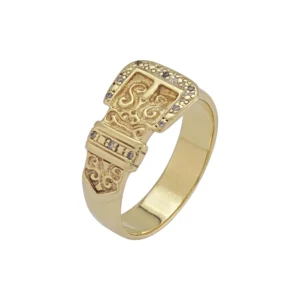 9ct Yellow Gold Diamond Buckle Ring