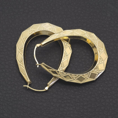 9ct Yellow Gold Hoop Creole Earrings - Image 2