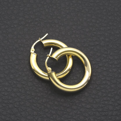 9ct Yellow Gold Hoop Earrings - Image 4