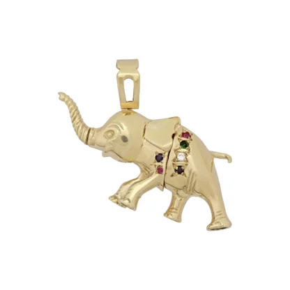 9ct Yellow Gold Gemstone Elephant Pendant