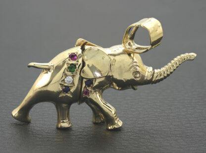 9ct Yellow Gold Gemstone Elephant Pendant - Image 3