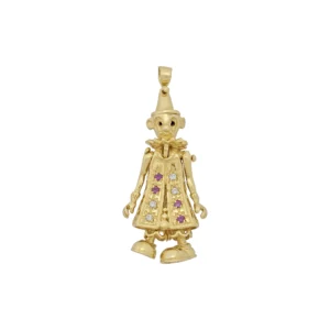 9ct Yellow Gold Gemstone Clown Pendant