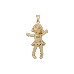 9ct Yellow Gold Gemstone Ballerina Pendant