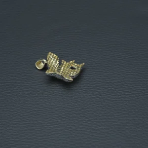 14ct Yellow Gold Blue And Black Gemstone Shark Pendant