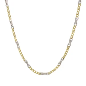 9ct Yellow And White Gold Figaro Chain 18&#8243; 3.5mm