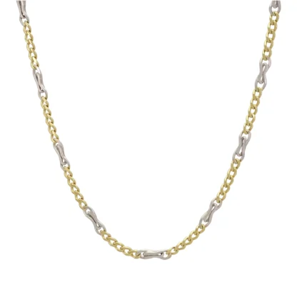 9ct Yellow And White Gold Figaro Chain 18" 3.5mm