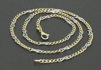 9ct Yellow And White Gold Figaro Chain 18" 3.5mm - Image 2