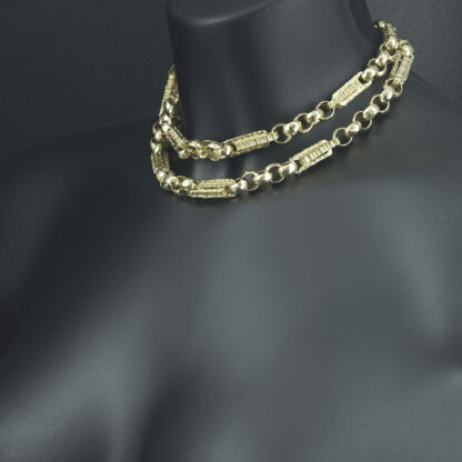 9ct Yellow Gold Stars & Bars Chain 30" 9.5mm - Image 4