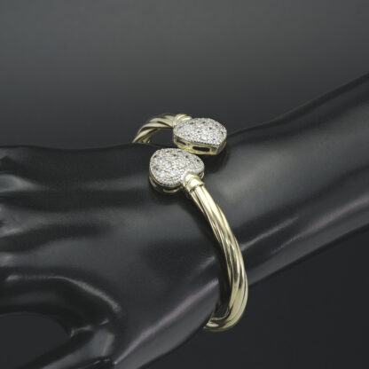 9ct Yellow Gold Gemstone Heart Torque Bangle - Image 2