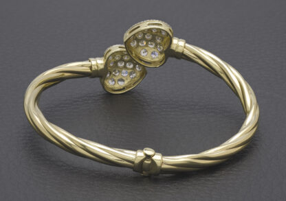 9ct Yellow Gold Gemstone Heart Torque Bangle - Image 3