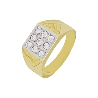 9ct Yellow Gold Cubic Zirconia Signet Ring