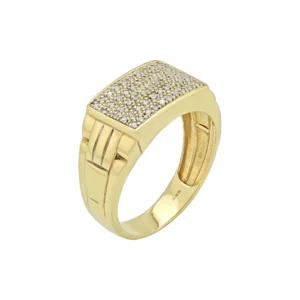 9ct Yellow Gold Diamond Signet Ring