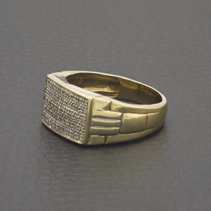 9ct Yellow Gold Diamond Signet Ring - Image 3