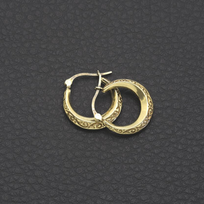 9ct Yellow Gold Creole Earrings - Image 3