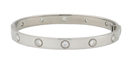 9ct White Gold Gemstone Bangle