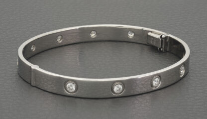 9ct White Gold Gemstone Bangle - Image 2