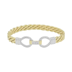 9ct Yellow Gold Gemstone Double Loop Bangle