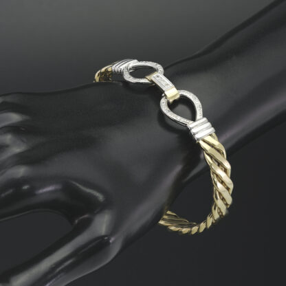 9ct Yellow Gold Gemstone Double Loop Bangle - Image 2