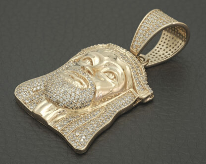 9ct Rose Gold Gemstone Jesus Head Pendant - Image 2