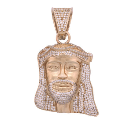 9ct Rose Gold Gemstone Jesus Head Pendant