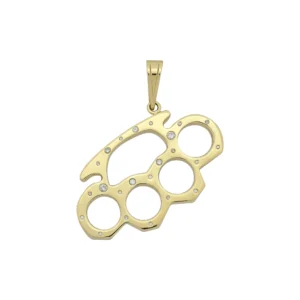 14ct Yellow Gold 0.25ct Diamond Knuckle Duster Pendant