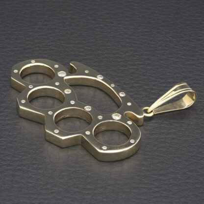 14ct Yellow Gold 0.25ct Diamond Knuckle Duster Pendant - Image 3