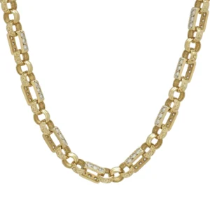 9ct Yellow Gold Gemstone Gypsy Link Chain 20&#8243; 8mm