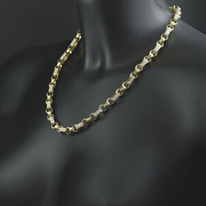 9ct Yellow Gold Gemstone Gypsy Link Chain 20″ 8mm